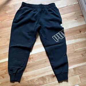 Puma Black Logo Joggers with White Accent